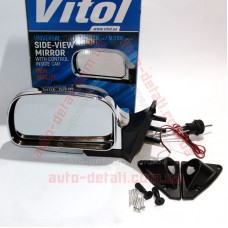 Зеркала наружные ВАЗ 2108, 2109, 21099, 2113, 2114, 2115 большие хром с поворотом Vitol (ЗБ 3109П CHROME/LED) (к-кт 2шт)